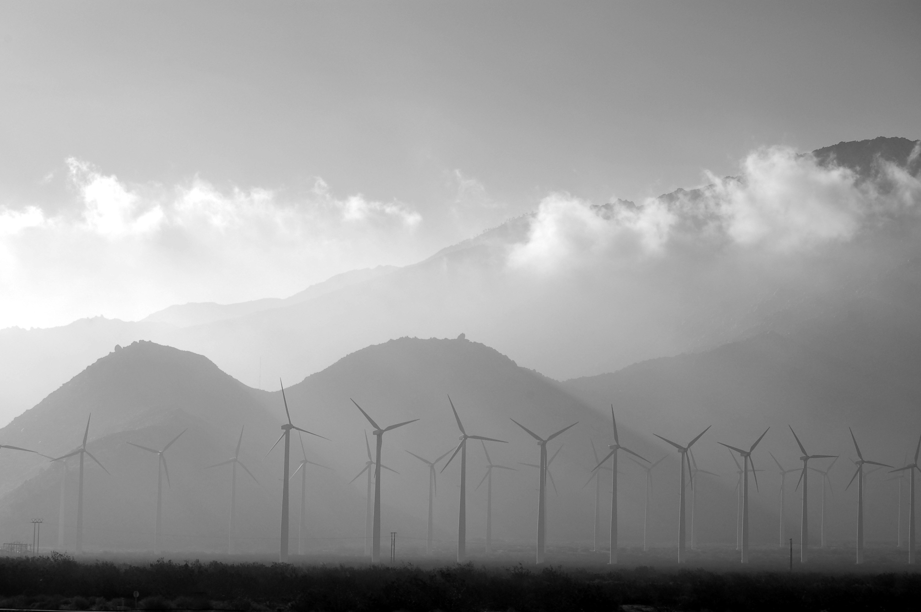 wind turbine near mountains